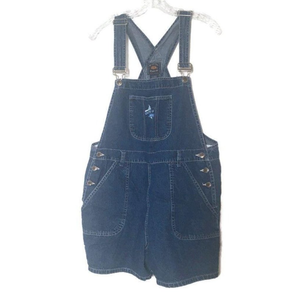 Route 66 Denim Overalls Shorts Spring Summer L EUC